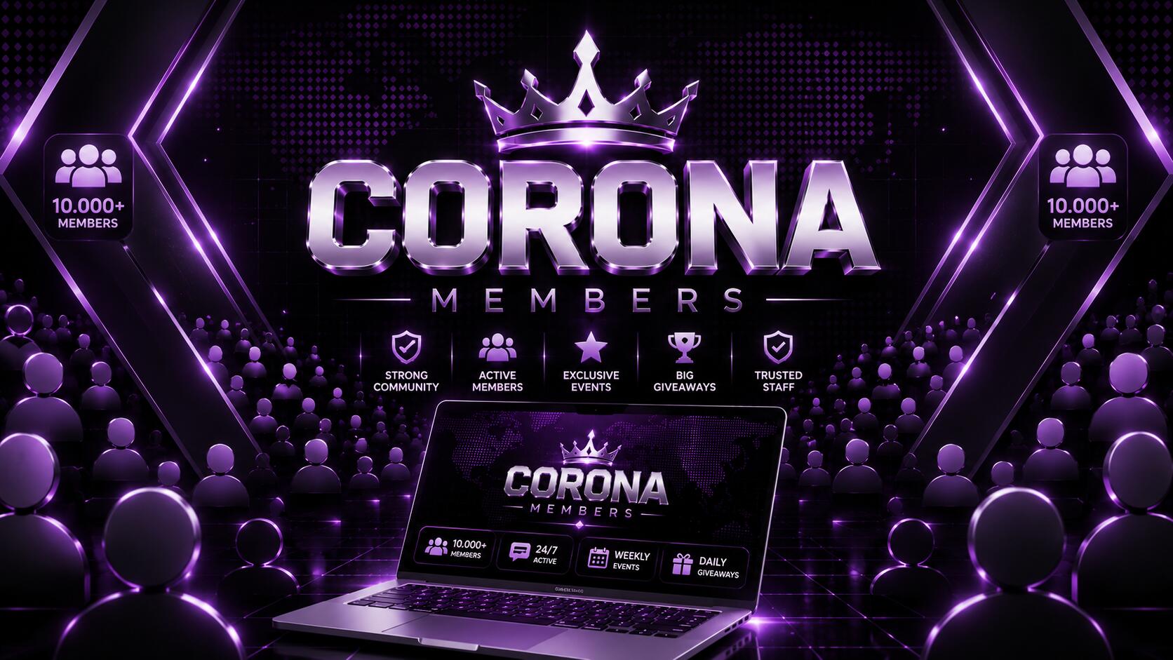 Discovery splash banner for ˹ CM˼ ・Corona Members Discord server