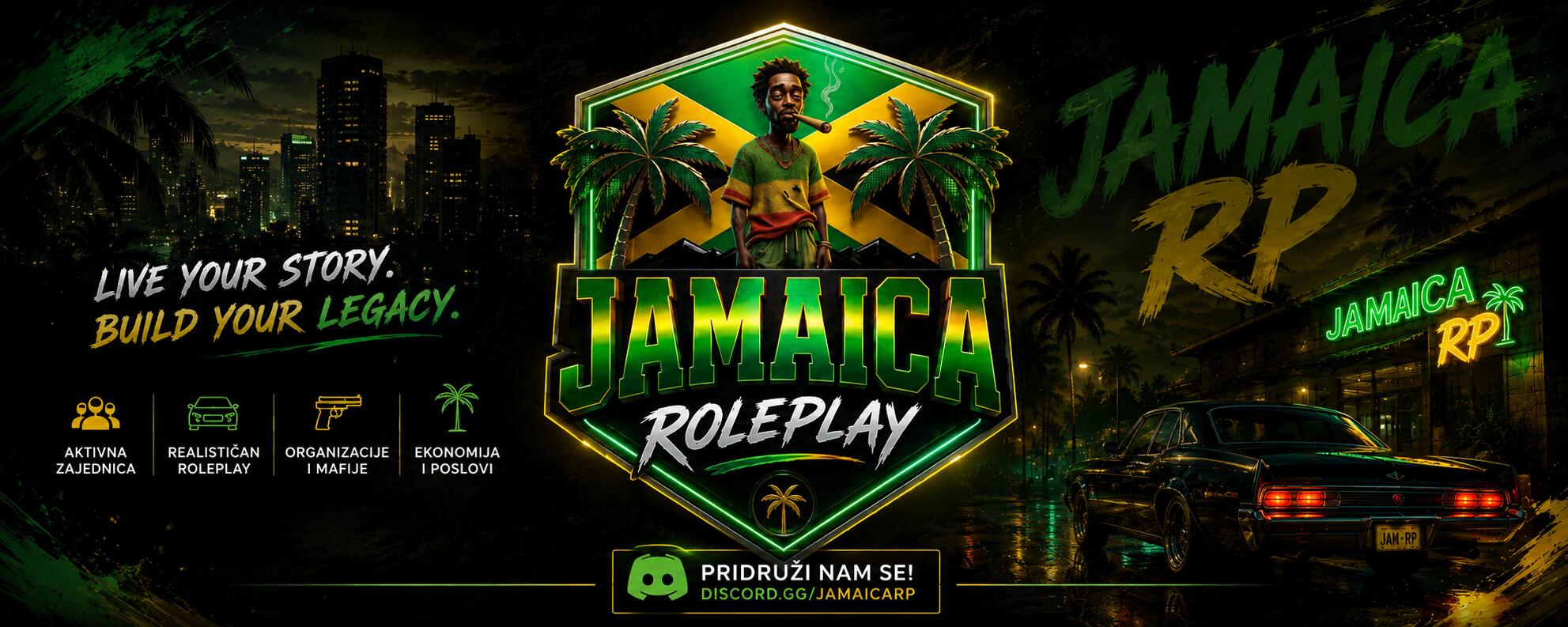 Discovery splash banner for Jamaica RolePlay Discord server