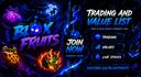 Discovery splash banner for Blox Fruits Trading Server Discord server