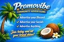 Discovery splash banner for PromoVibe Lounge | Advertising・Community・Growth・Social Media Discord server