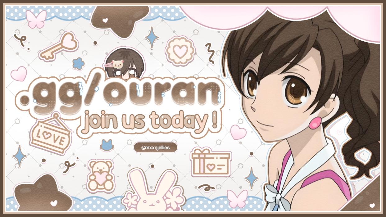 Discovery splash banner for ♡♡𓏼 ouran 🧸 active tags social Discord server