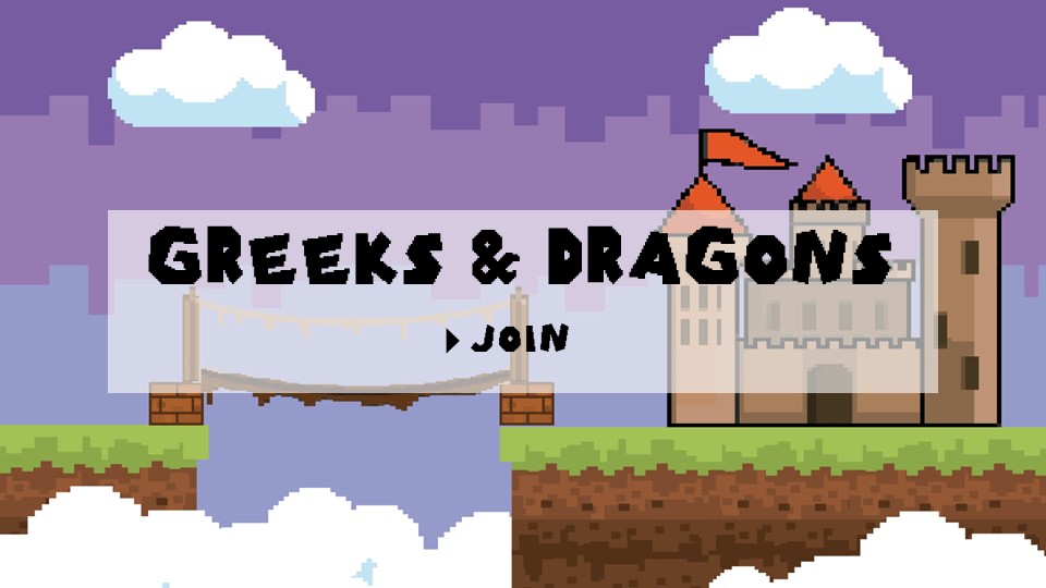 Discovery splash banner for Greeks & Dragons Discord server
