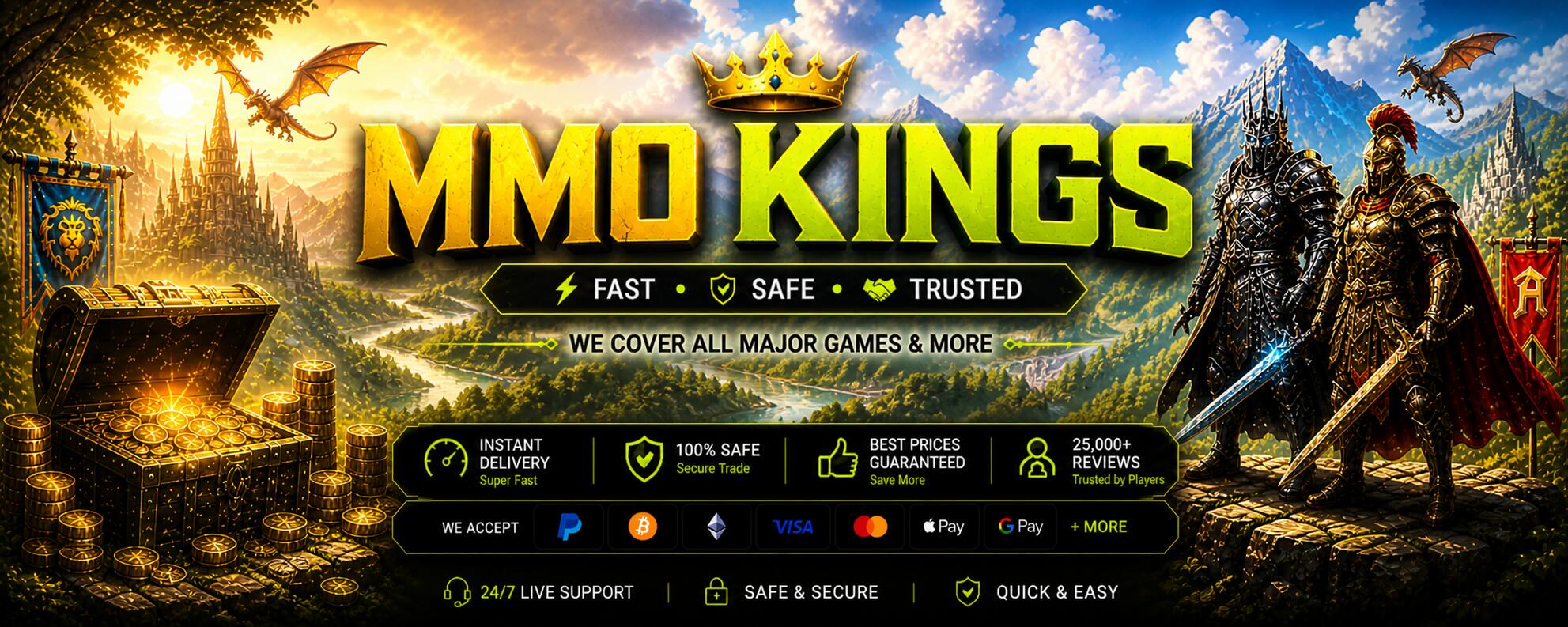Discovery splash banner for MMO Kings – Buy & Sell MMO Gold Discord server