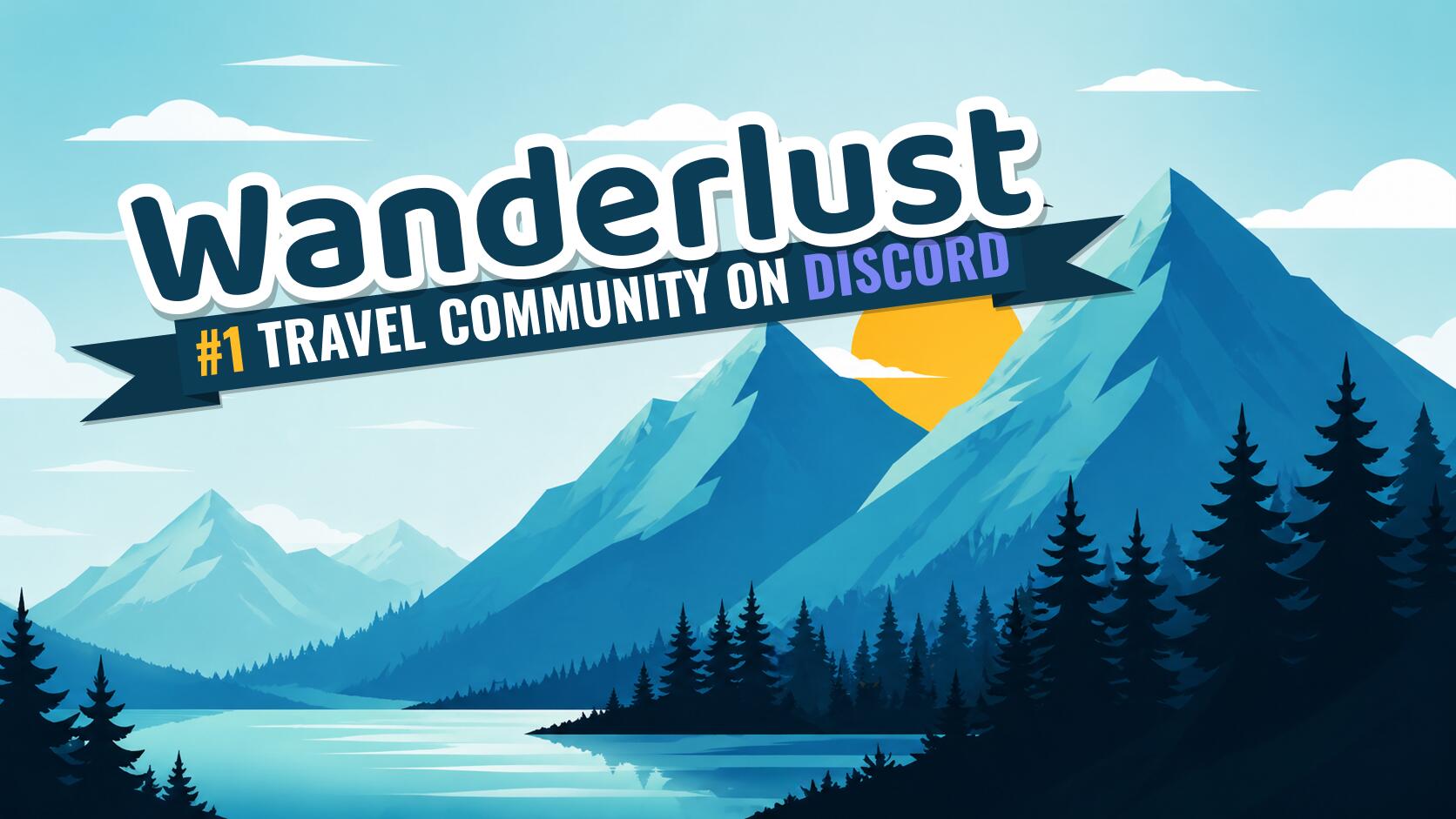 Discovery splash banner for Wanderlust Travel Community Discord server