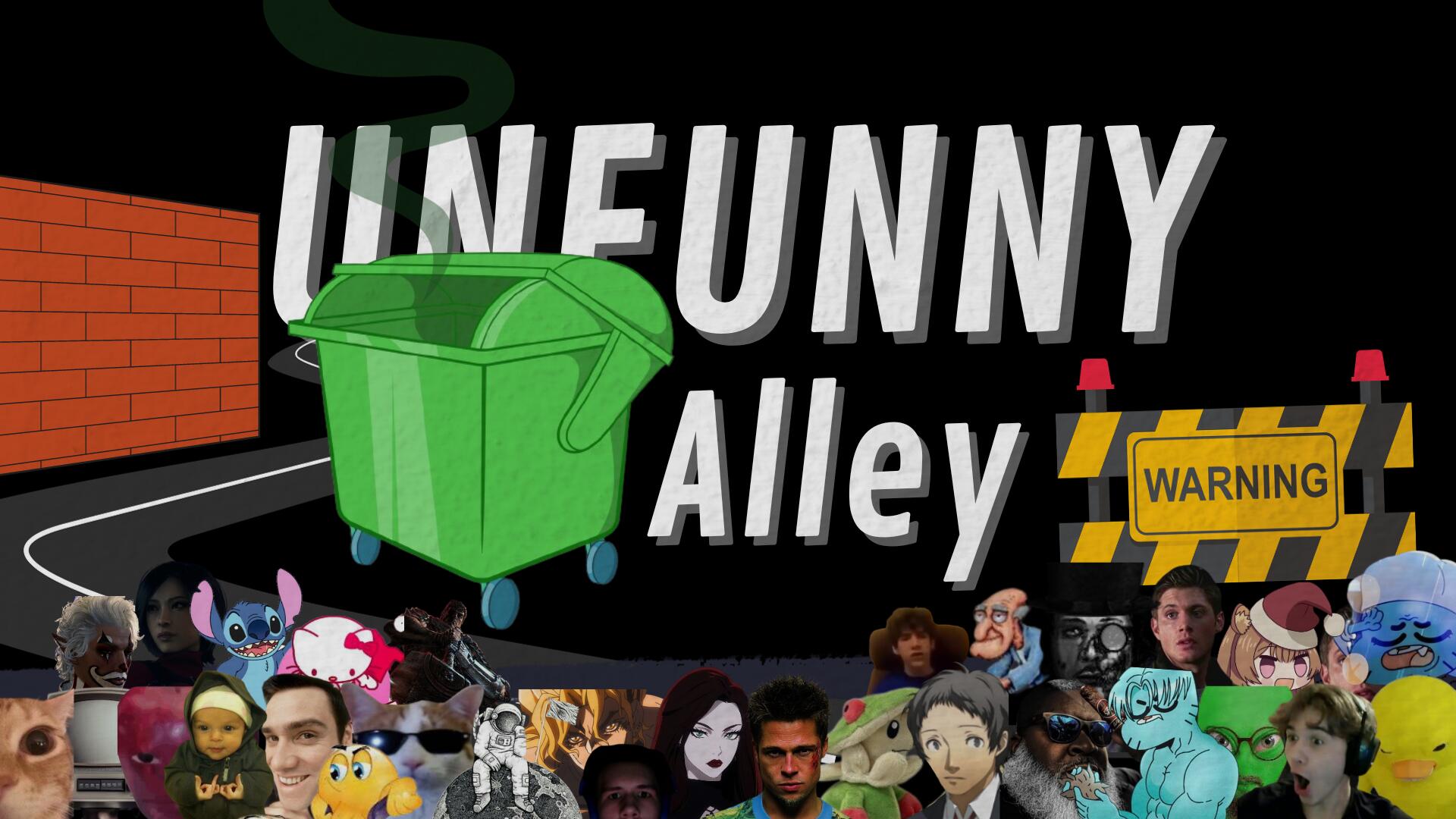 Discovery splash banner for Unfunny Alley | Memes, Nitro & More Discord server