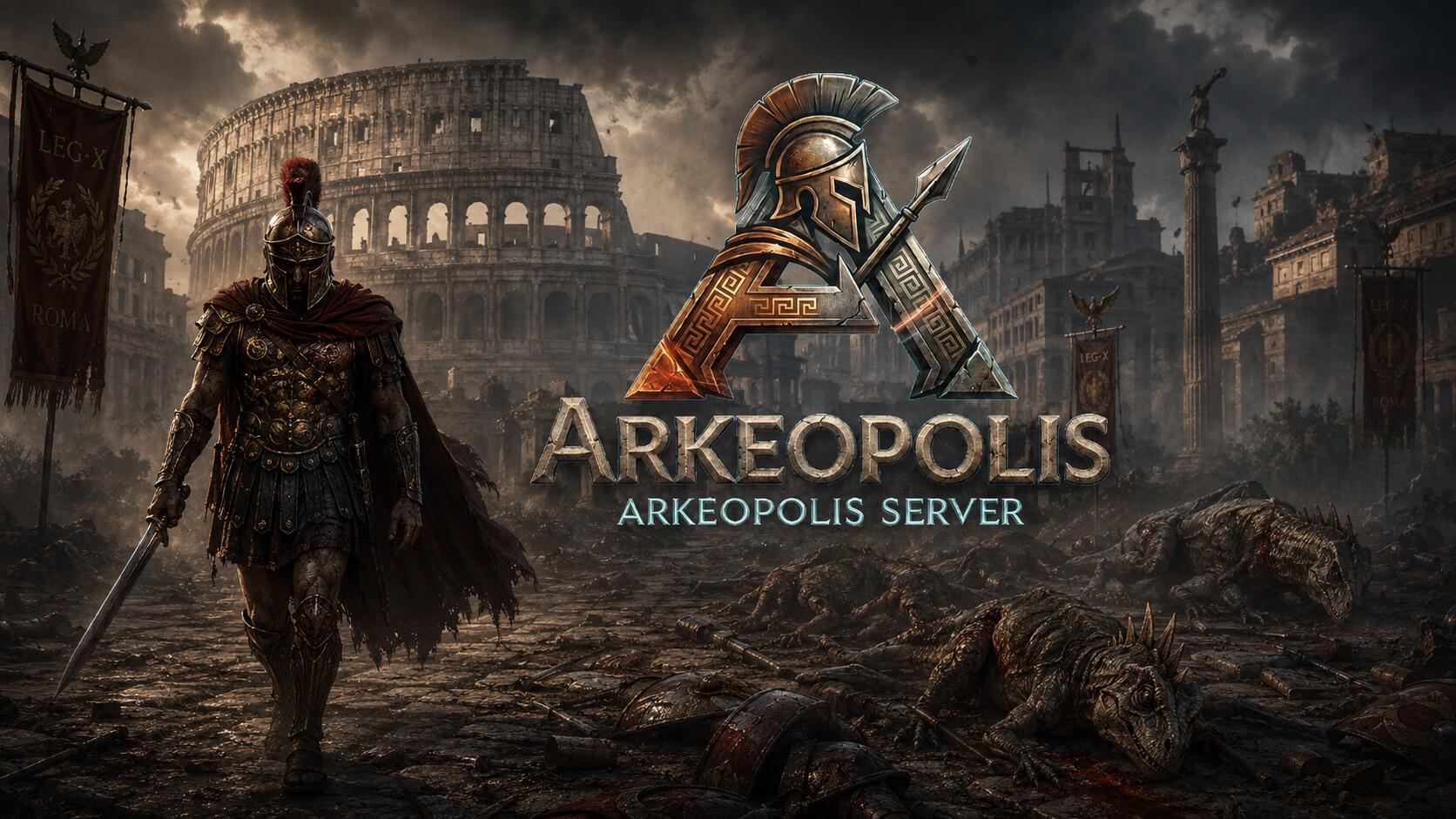 Discovery splash banner for ARKeopolis Discord server