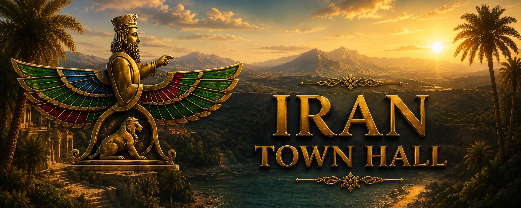Discovery splash banner for IRAN TOWN HALL Discord server